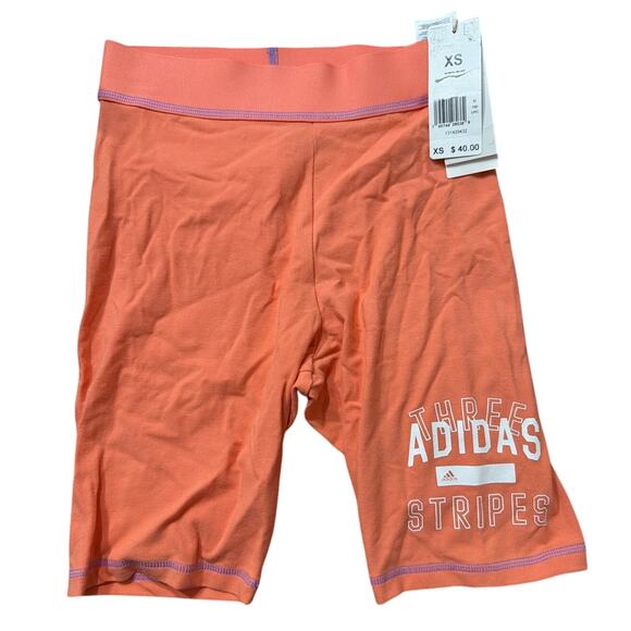Adidas Women's 7 inch Bike Shorts Peach Orange Active Size Extra Small XS New - Picture 1 of 6